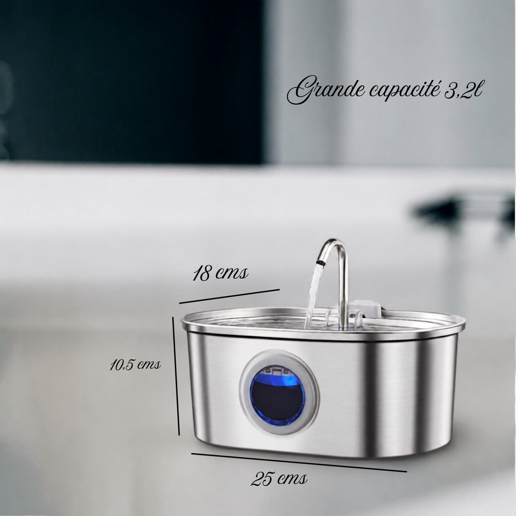 ⛲ Fontaine à Eau Inox pour Chat — Double Filtration & Pompe Silencieuse