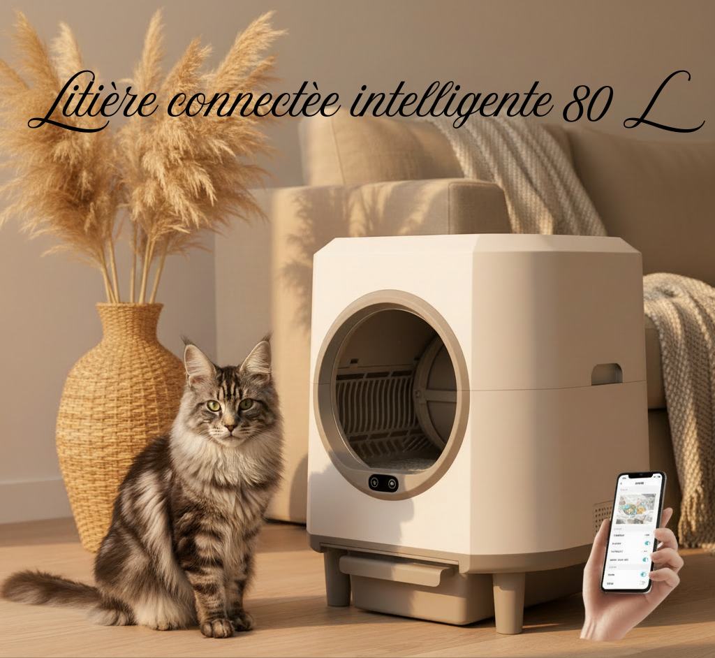 Litière connectée intelligente 80L corrigée - Maison Abba